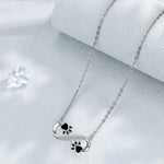 Infinity Paw Print Necklace with Cubic Zirconia, view 3