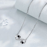 Infinity Paw Print Necklace with Cubic Zirconia, view 3