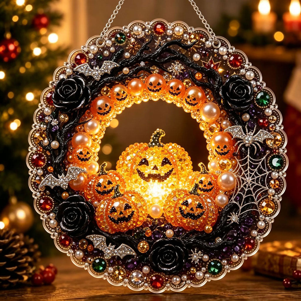 Pumpkin Rose Garden – DIY Diamond Art Hanging Decoration – product image 1