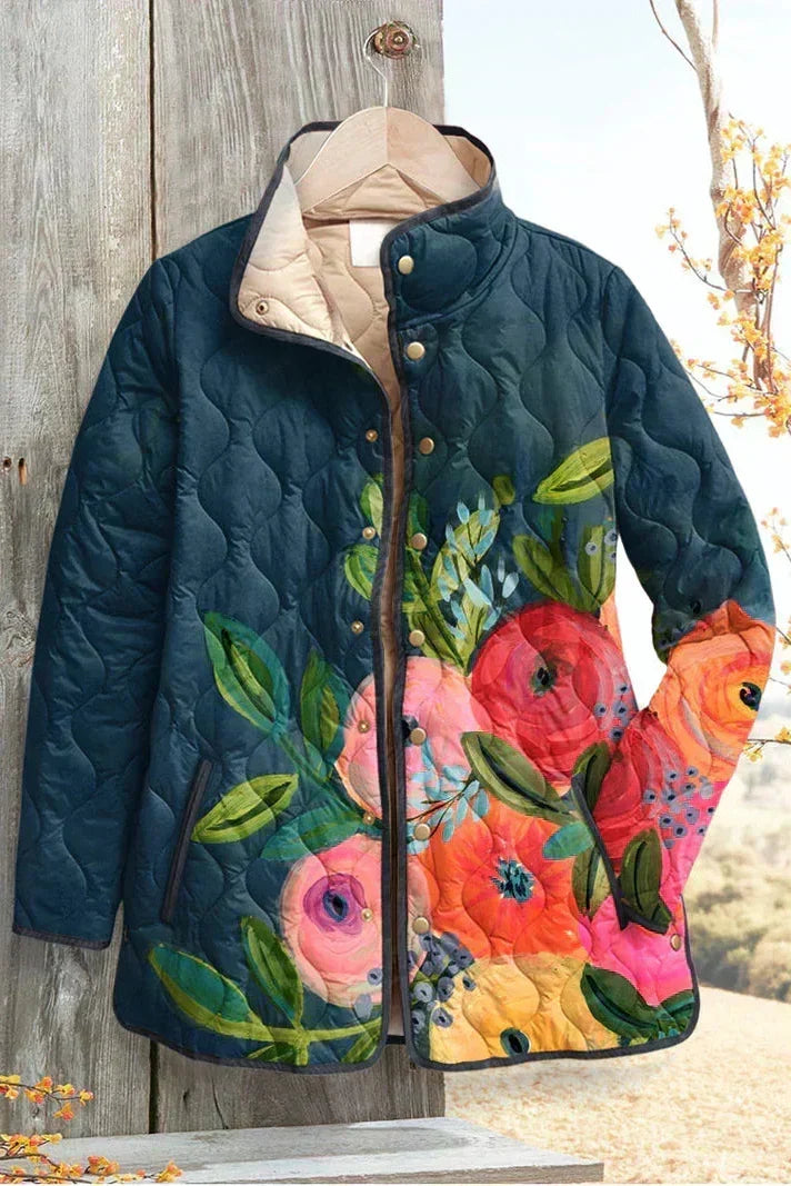 Padded Jacket with Flowers in Navy – product image 2