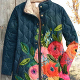 Padded Jacket with Flowers in Navy – product image 2