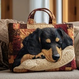 Handcrafted Quilted Tote Bag - Dachshund