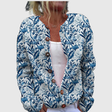 Cardigan with Blue Leaf Pattern – product image 1