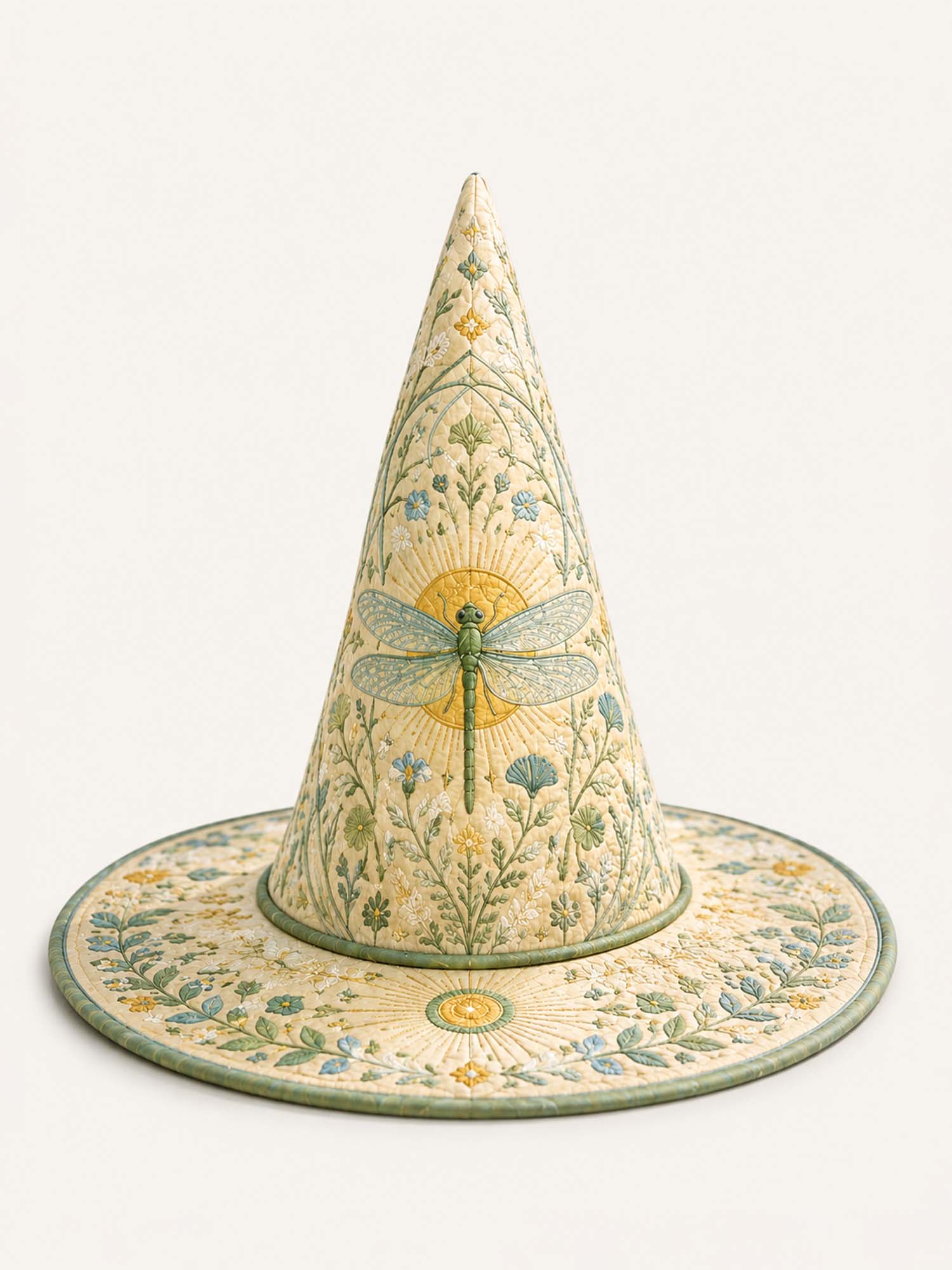 Quilted Witch Hat – Dragonfly Garden with Vintage Fairy Magic – product image 1