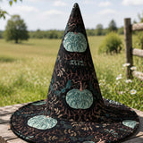 Quilted Witch Hat – Mint Green Halloween Pumpkins – product image 1