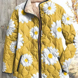 Quilted Jacket with Daisies in Yellow – product image 2