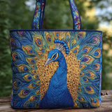 Handcrafted Quilted Tote Bag - Peacock