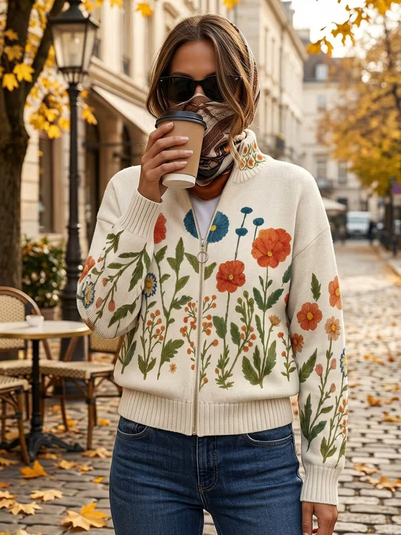 Zip Cardigan with Wildflowers – product image 2