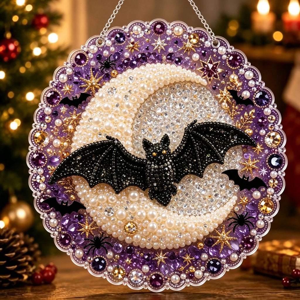 Midnight Bat Moon – DIY Diamond Art Hanging Decoration – product image 1
