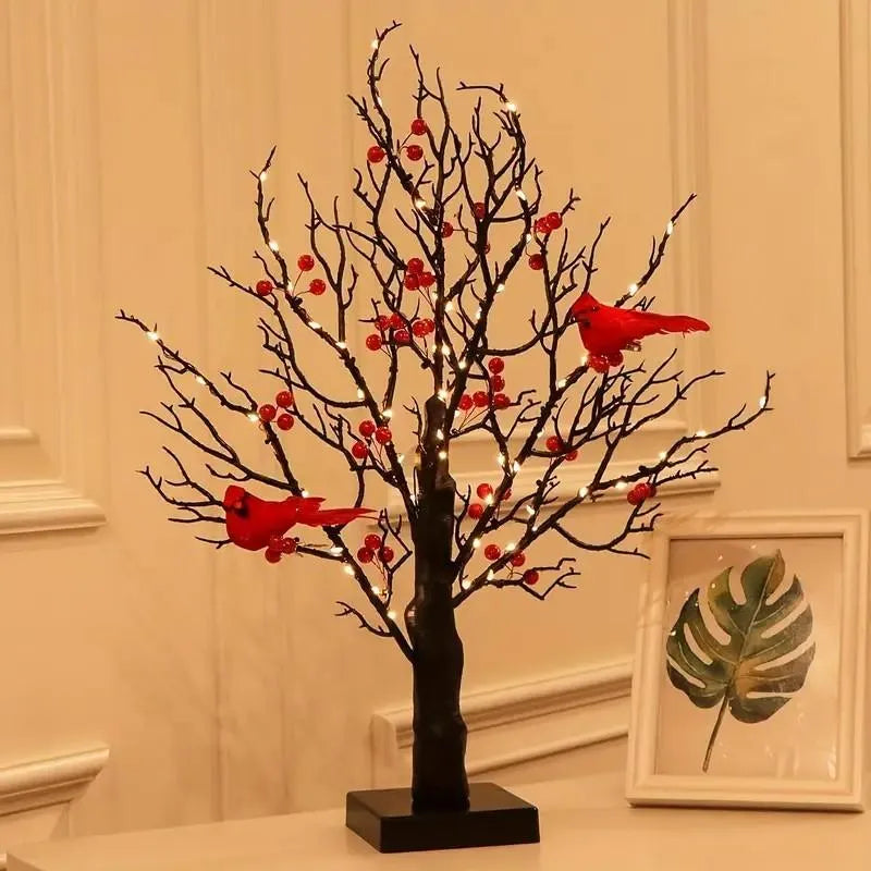 Illuminated Vintage Cardinal Tree