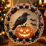 Raven Pumpkin Night – DIY Diamond Art Hanging Decoration – product image 1