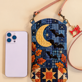 Slim Quilted Phone Crossbody Bag – Bat and Crescent Moon – product image 1