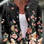 Vintage Floral Knit Cardigan in Pink, Cream and Sage on Black – product image 1
