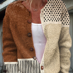 Vintage Patchwork Knit Cardigan with Ribbed Trim – product image 1