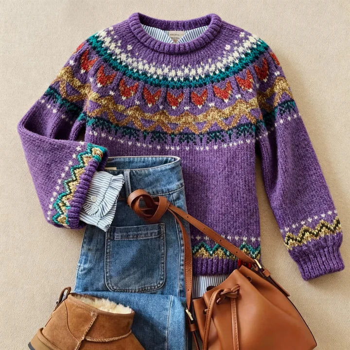 Vintage Fair Isle Knit Jumper in Amethyst Purple – product image 1