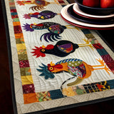Quilted Table Runner | Rooster Parade, view 2