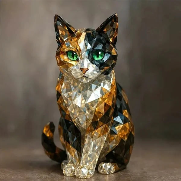 Crystal-Style Cat Figurine