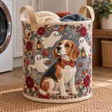 Quilted Laundry Basket – Beagle in a Ghost Garden – product image 1