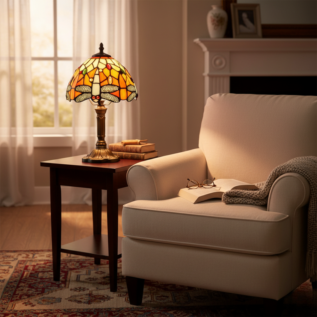 MOSAICRA | Elegant Illuminated Stained-Glass Lamp, view 2