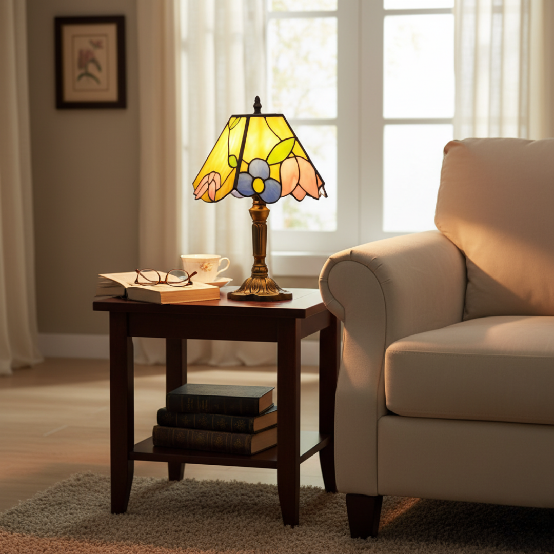 FLORINA | Vibrant Floral Glass Lamp, view 3