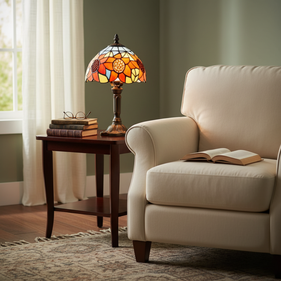 SOLELIA | Vintage Sunflower Glass Lamp, view 3
