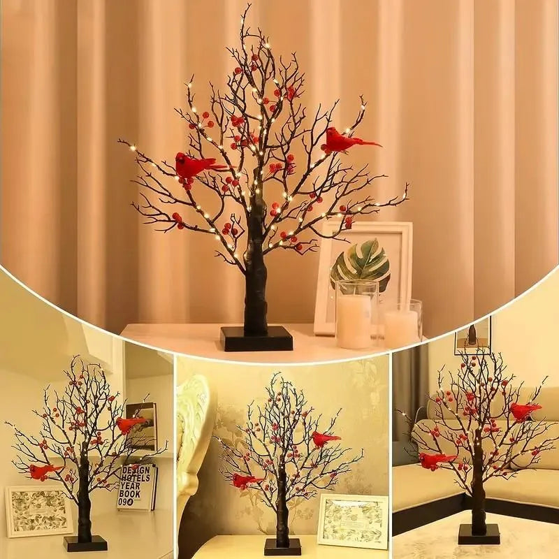 Illuminated Vintage Cardinal Tree, view 3