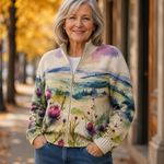 Zip Cardigan with Landscape Motif – product image 2