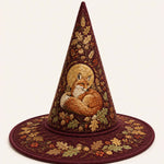 Quilted Witch Hat – Autumn Fox by a Woodland Cottage – product image 1