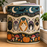 Quilted Laundry Basket – Cat Portrait in the Moonlight – product image 1