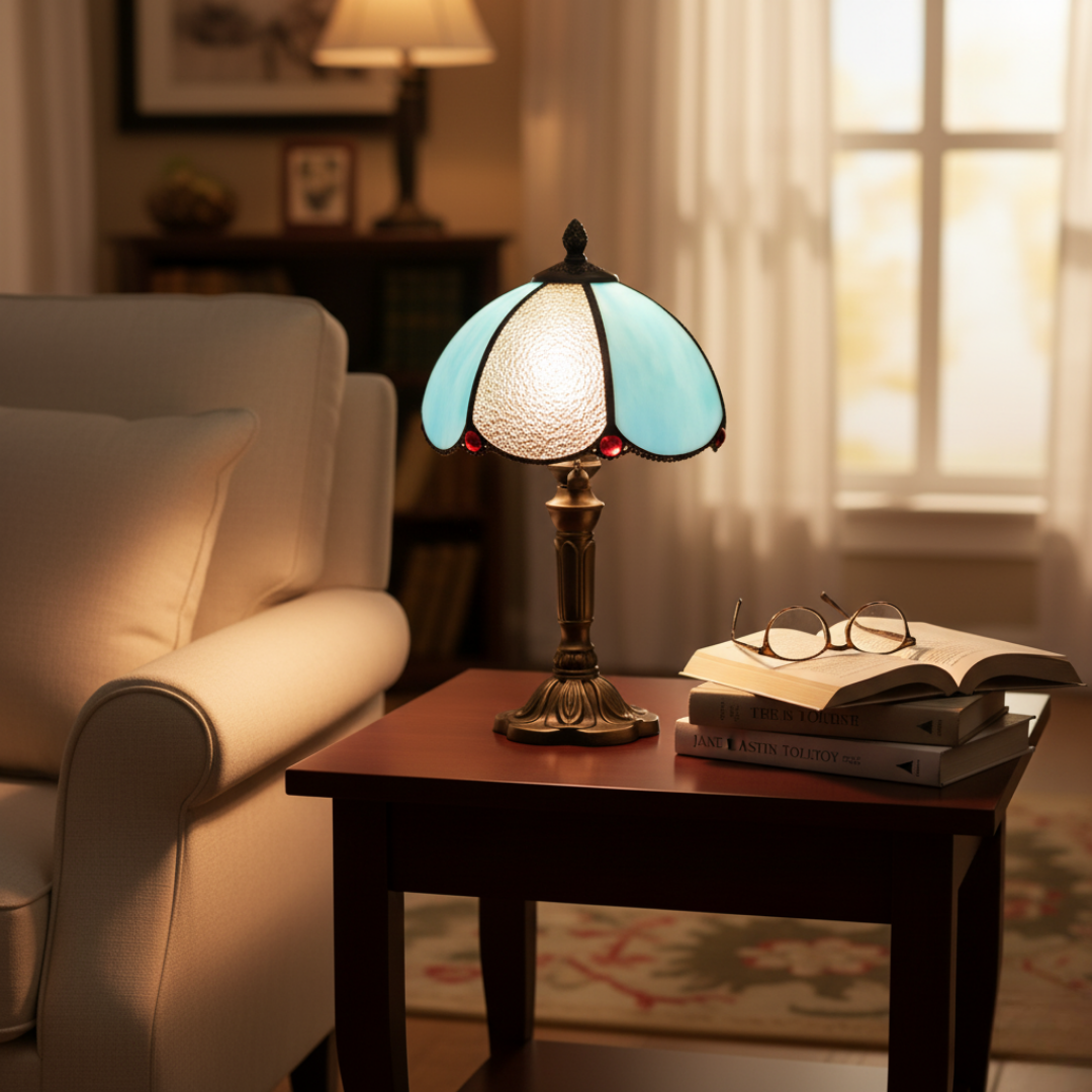 AZURIA | Luxury Blue Glass Lamp, view 2