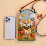 Slim Quilted Phone Crossbody Bag – Halloween Corgi amongst Sweets – product image 1