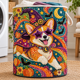 Quilted Laundry Basket – Corgi in a Playful Halloween Style – product image 1