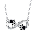 Infinity Paw Print Necklace with Cubic Zirconia, view 5