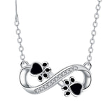Infinity Paw Print Necklace with Cubic Zirconia, view 5