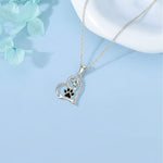 Paw Print Necklace with Cubic Zirconia, view 3
