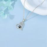 Paw Print Necklace with Cubic Zirconia, view 3