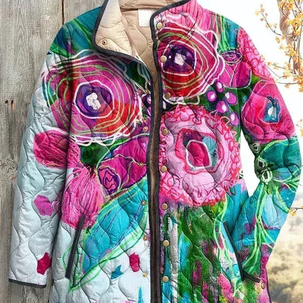 Quilted Jacket with Flowers in Pink – product image 2