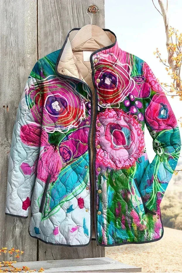 Quilted Jacket with Flowers in Pink – product image 2