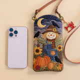 Slim Quilted Phone Crossbody Bag – Scarecrow on Harvest Night – product image 1