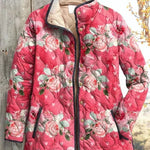 Quilted Jacket with Roses in Berry – product image 2