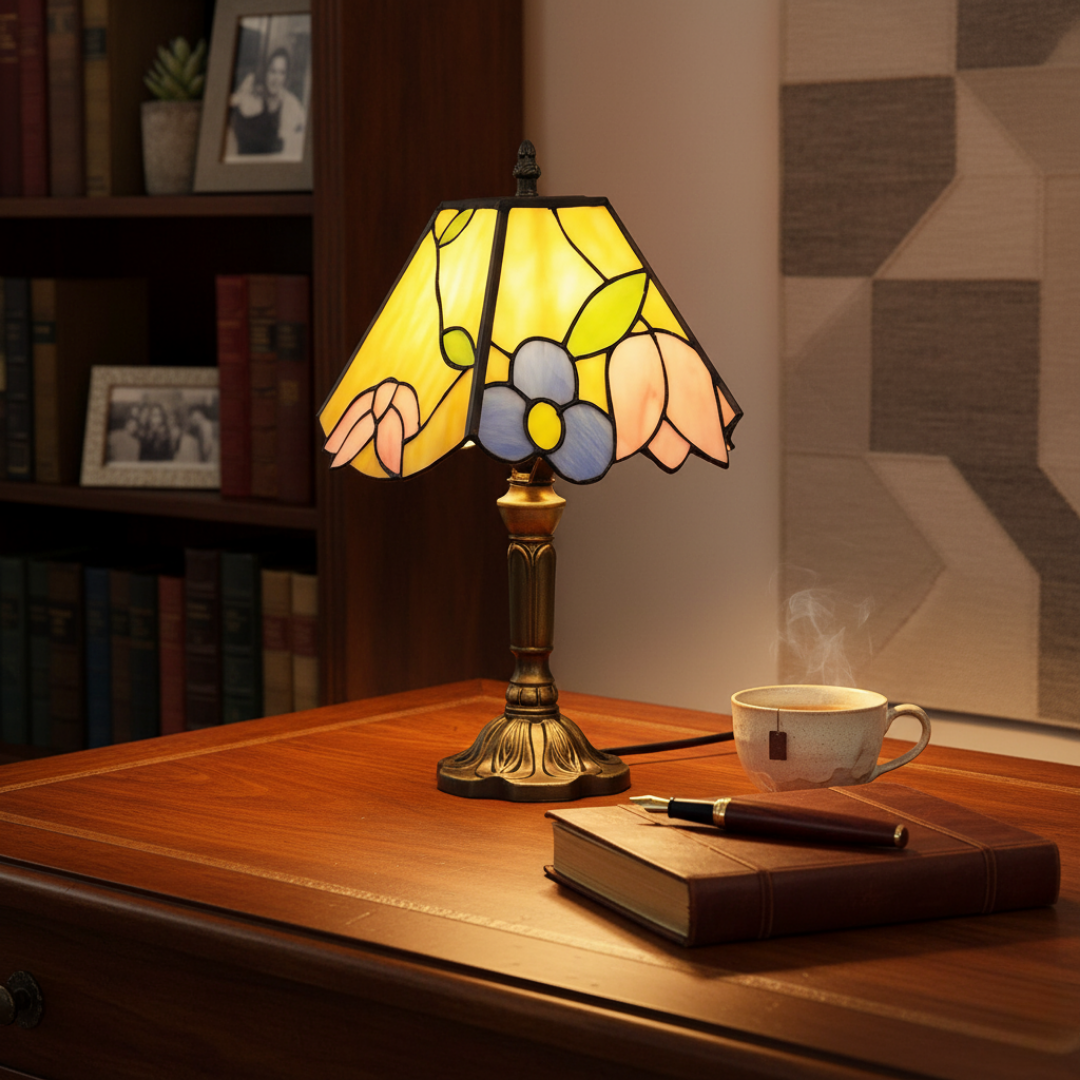 FLORINA | Vibrant Floral Glass Lamp, view 2