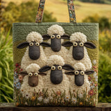 Handcrafted Quilted Tote Bag - Five Sheep