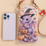 Slim Quilted Phone Crossbody Bag – Lavender Witch Dragon – product image 1