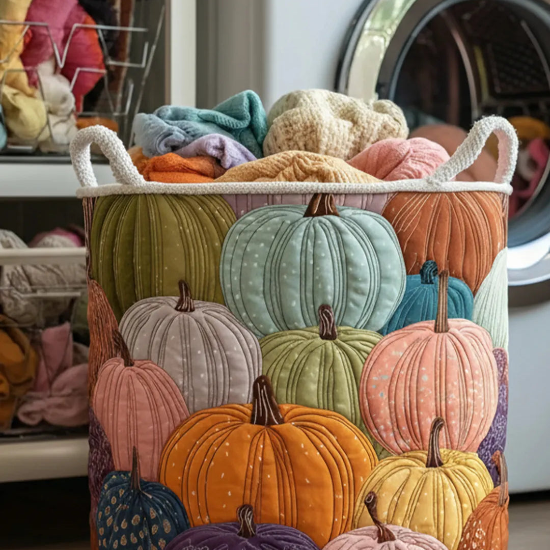 Quilted Laundry Basket – Pastel Pumpkin Patch – product image 1