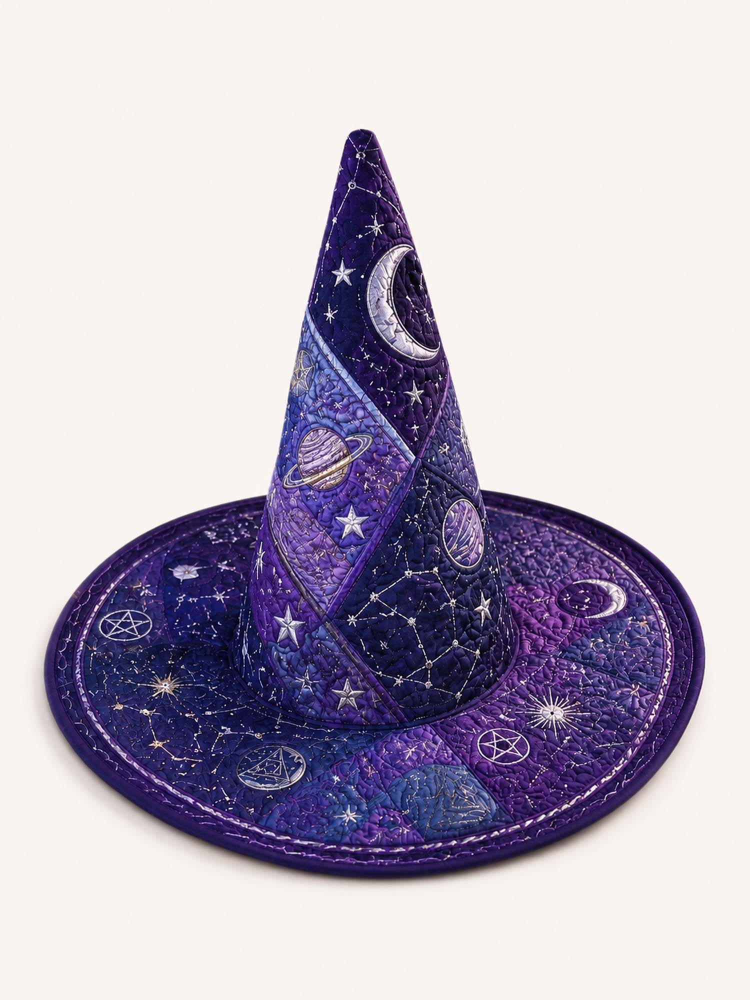 Quilted Witch Hat – Dark Academia and Cosmic Motifs – product image 1