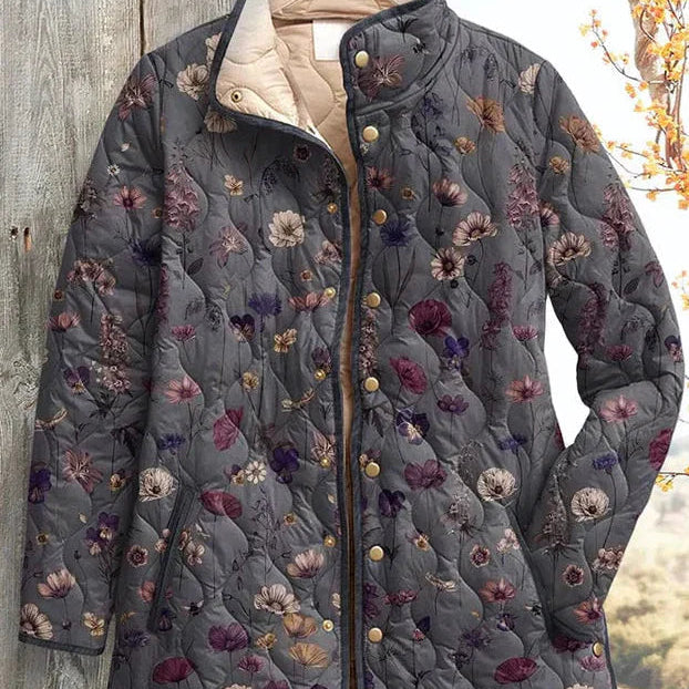 Quilted Jacket with Floral Pattern in Grey – product image 2