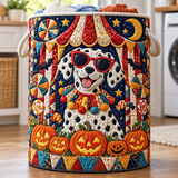 Quilted Laundry Basket – Dalmatian at a Halloween Party – product image 1