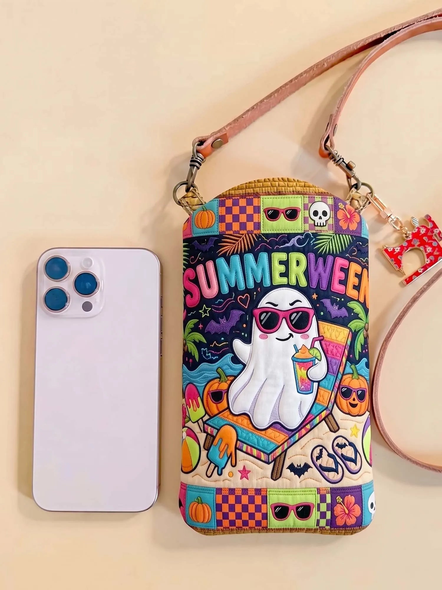 Slim Quilted Phone Crossbody Bag – Summer Halloween – product image 1