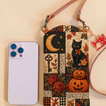 Slim Quilted Phone Crossbody Bag – Black Cat Moonlight Patchwork – product image 1