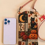 Slim Quilted Phone Crossbody Bag – Black Cat Moonlight Patchwork – product image 1
